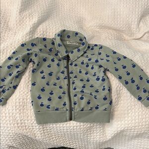 Bobo Choses Green Jacket with Blue Apple Design